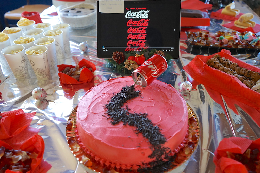 pink coloured cake inspired by Coca-Cola